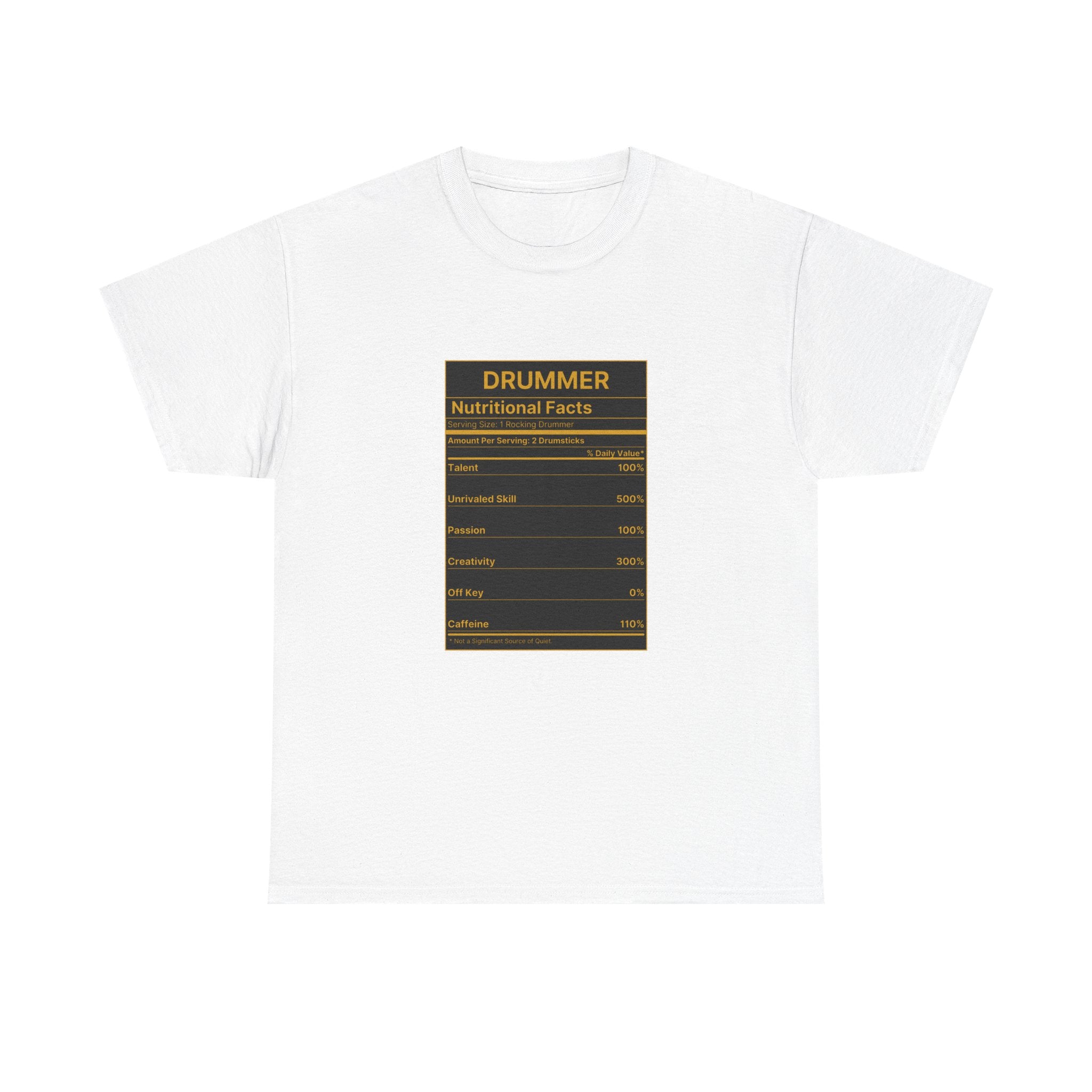 Drummer Nutritional Facts T-Shirt – Drummer Gift Shirt, Percussion Player Tee
