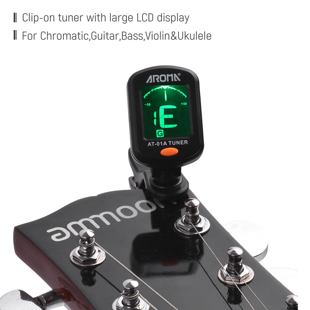 Clip-On Digital Tuner – Guitar, Ukulele, Bass, Violin