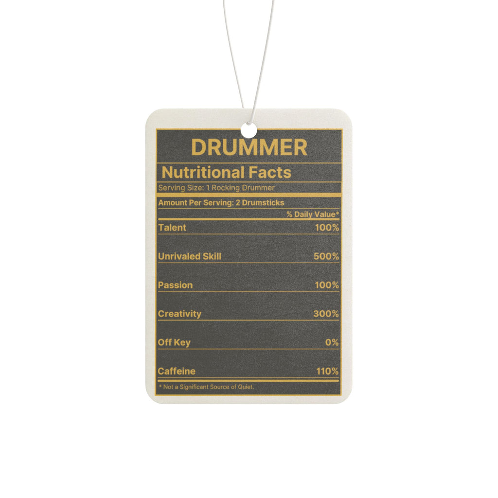 Drummer Nutritional Facts Car Freshener – Drummer Gift Car Accessory