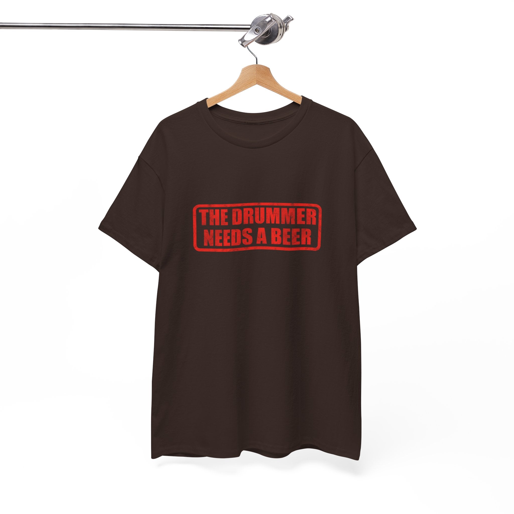 The Drummer Needs A Beer T-Shirt - Funny Musician Tee for Drum Players & Band Gifts