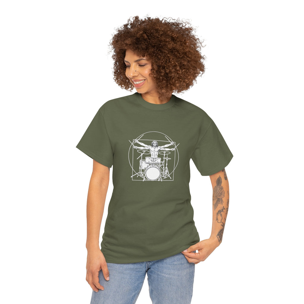 Drummer Vitruvian T-shirt - Drum Kit Graphic Tee Musician Shirt