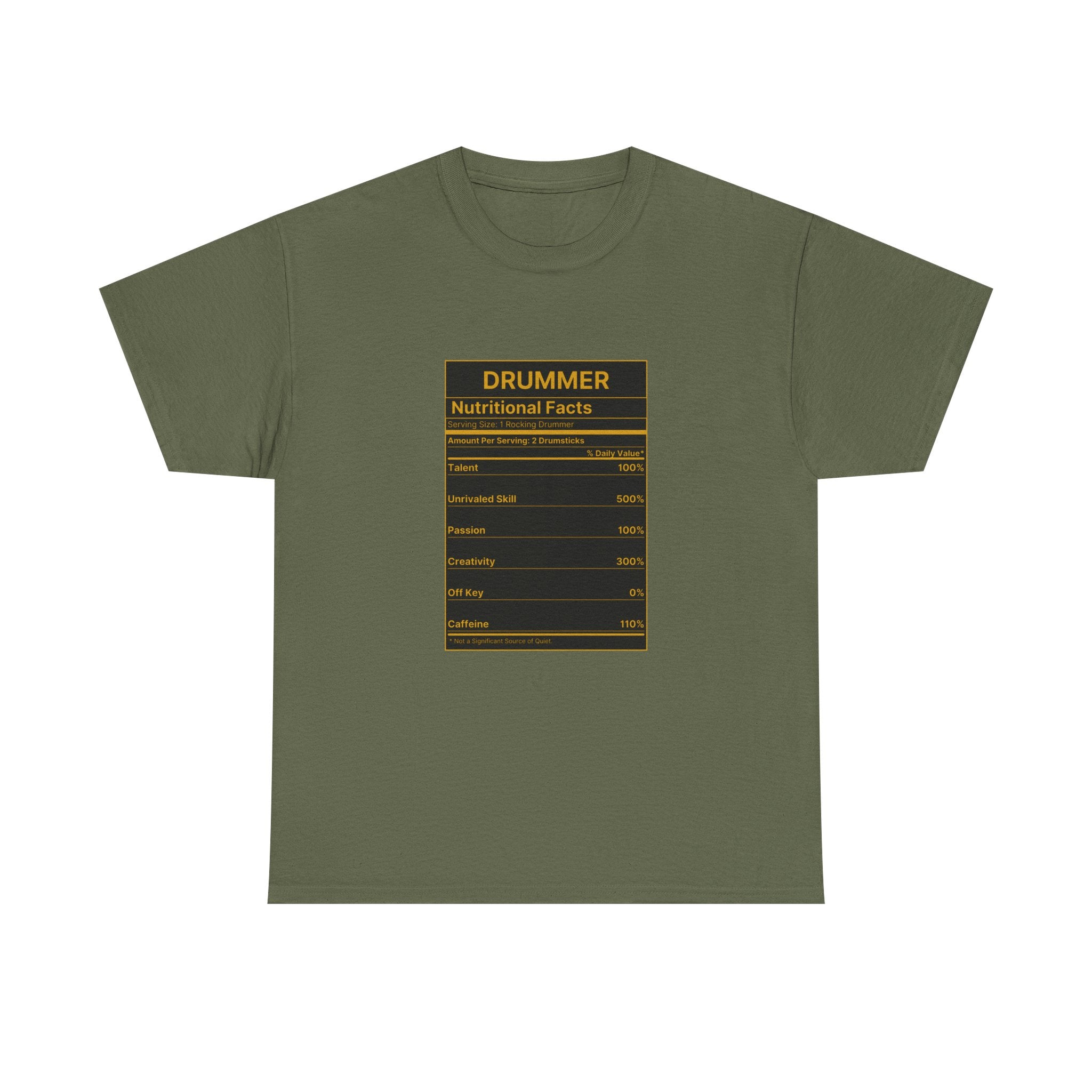 Drummer Nutritional Facts T-Shirt – Drummer Gift Shirt, Percussion Player Tee