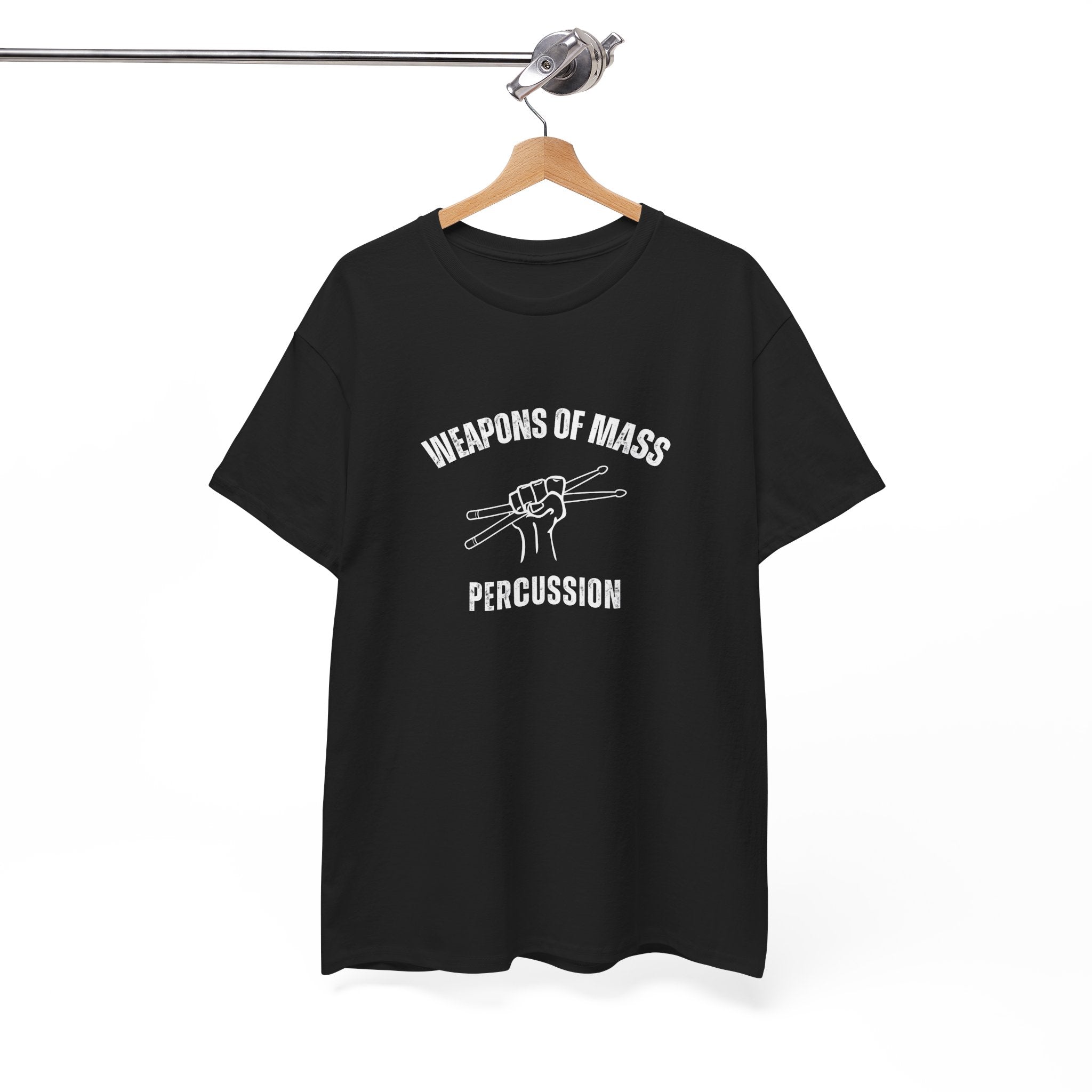 Weapons of Mass Percussion T-Shirt - Drummer Graphic Tee Music Rhythm Shirt