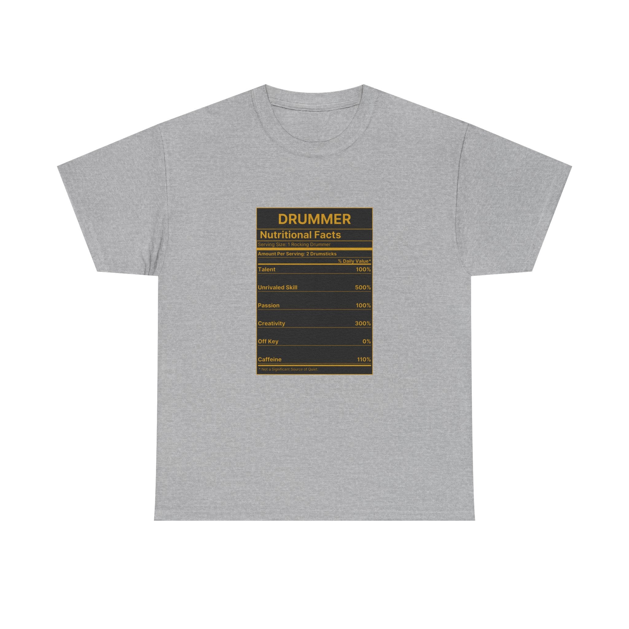 Drummer Nutritional Facts T-Shirt – Drummer Gift Shirt, Percussion Player Tee