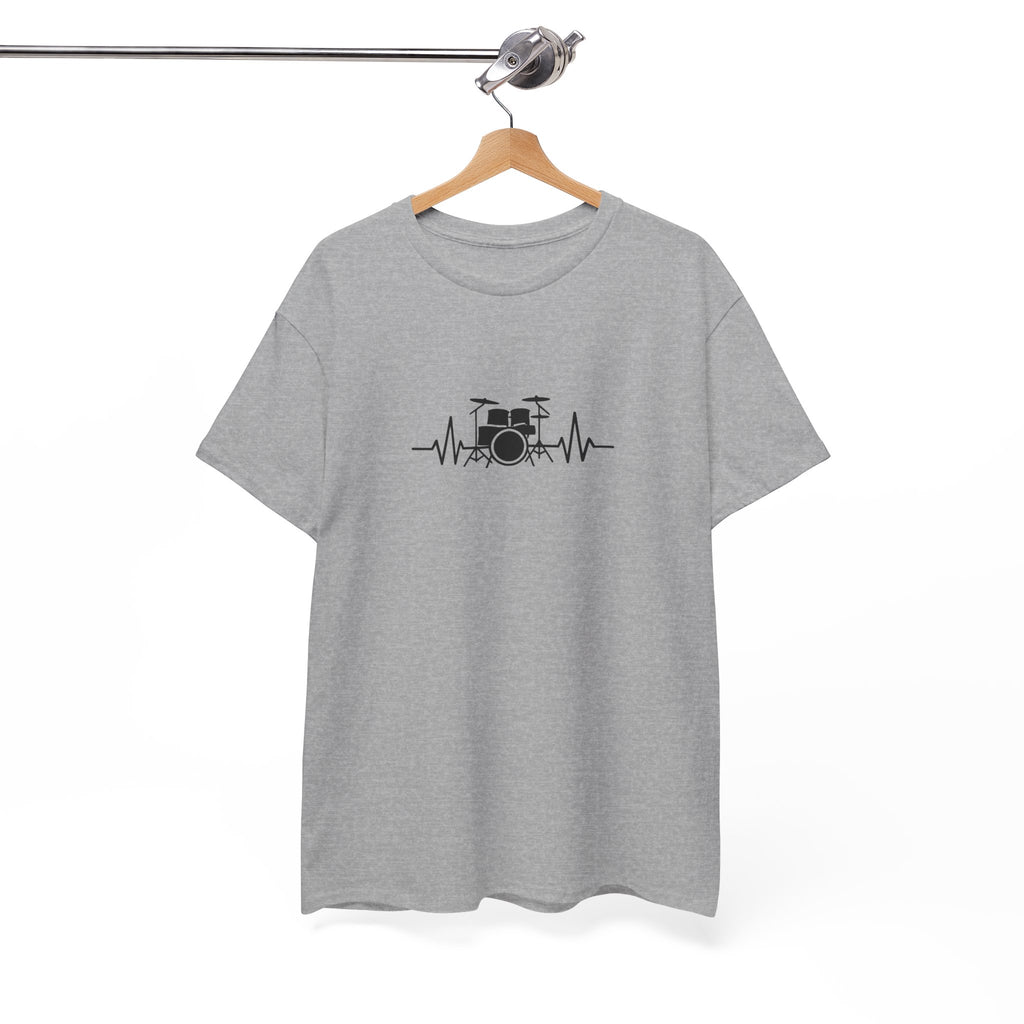 Drummer Heartbeat Lifeline T-Shirt - Drum Kit Graphic Tee Music Shirt