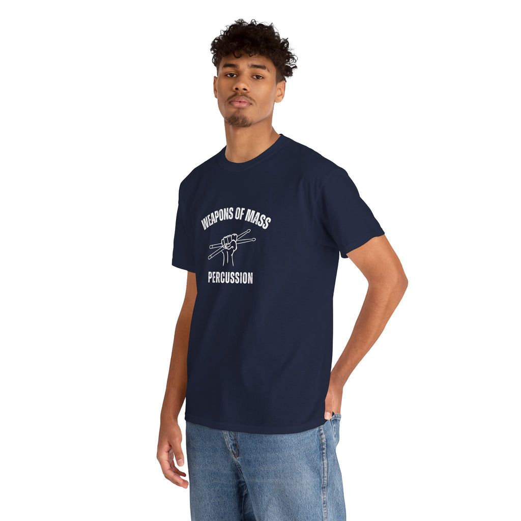 Weapons of Mass Percussion T-Shirt - Drummer Graphic Tee Music Rhythm Shirt
