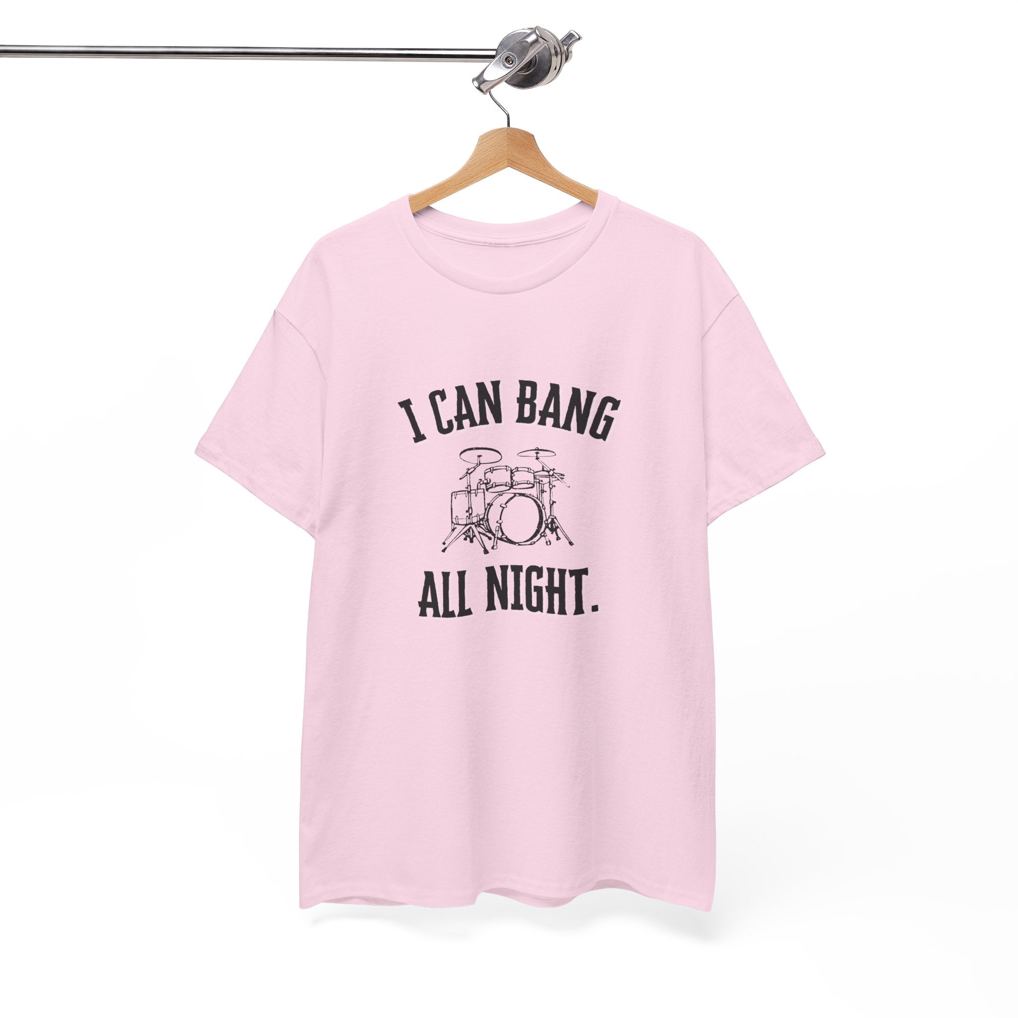 I Can Bang All Night T-Shirt - Vintage Drum Set Graphic Tee for Drummers