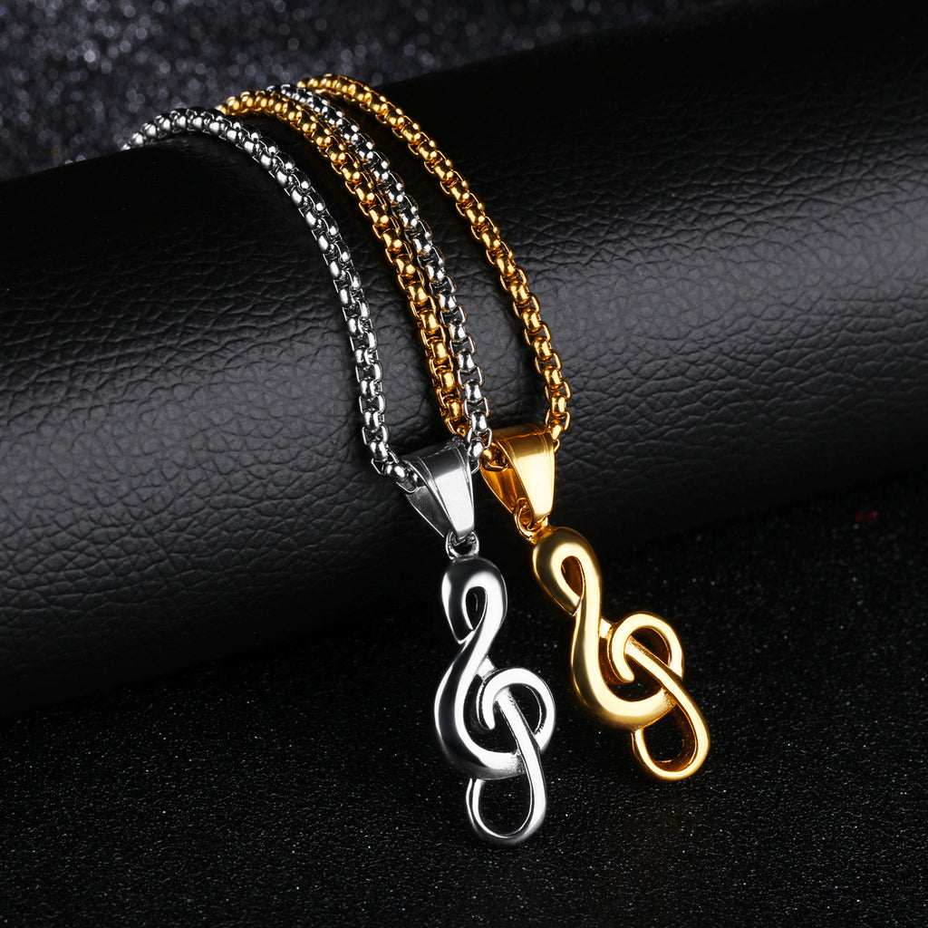Music Symbol Necklace – Stylish Titanium Steel Pendant for Music Lovers
