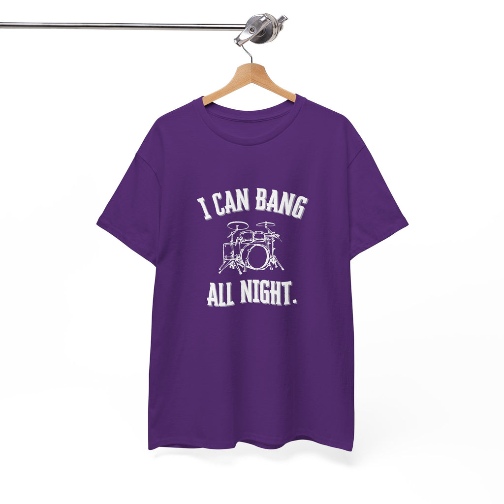 I Can Bang All Night T-Shirt - Vintage Drum Set Graphic Tee for Drummers