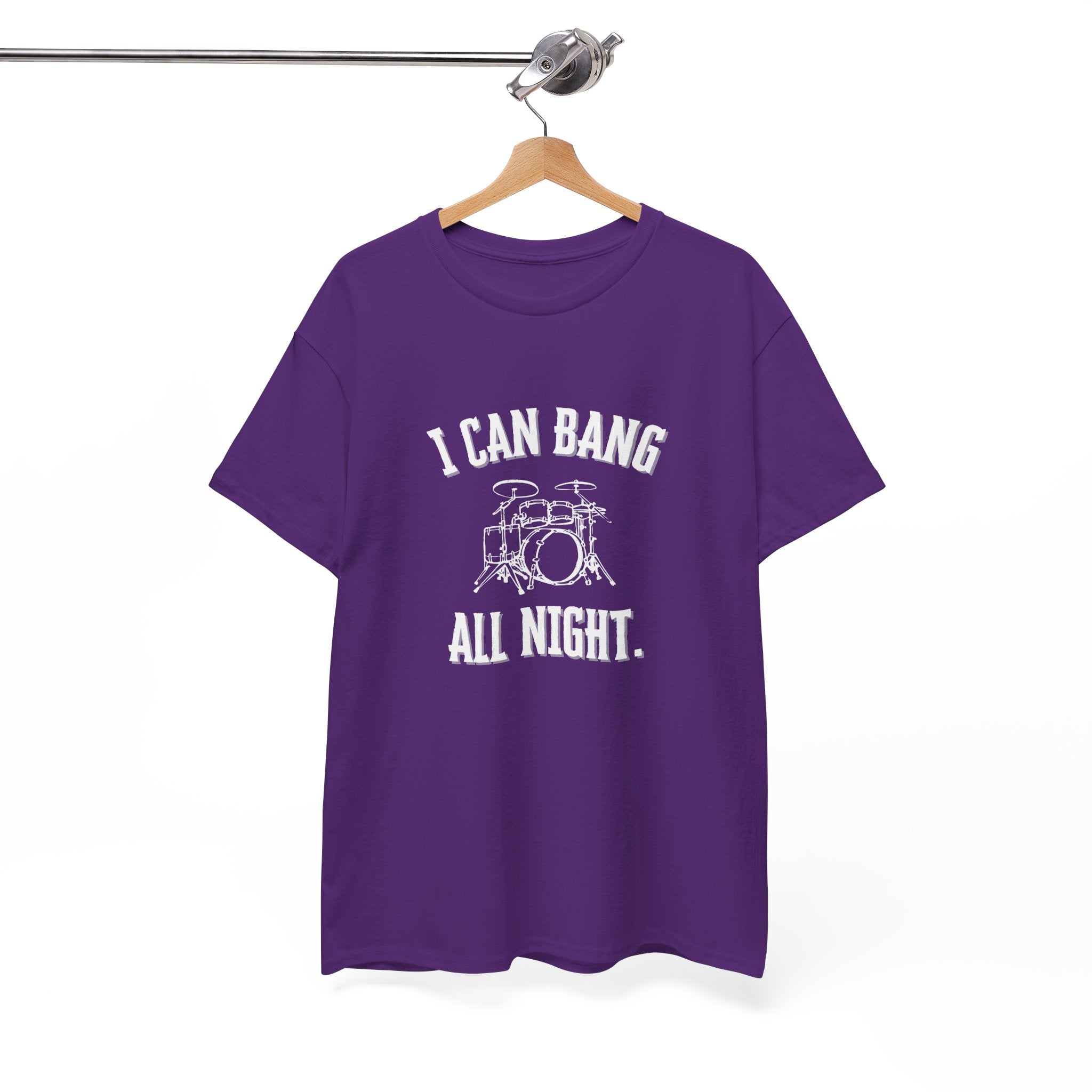 I Can Bang All Night T-Shirt - Vintage Drum Set Graphic Tee for Drummers