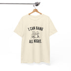 I Can Bang All Night T-Shirt - Vintage Drum Set Graphic Tee for Drummers