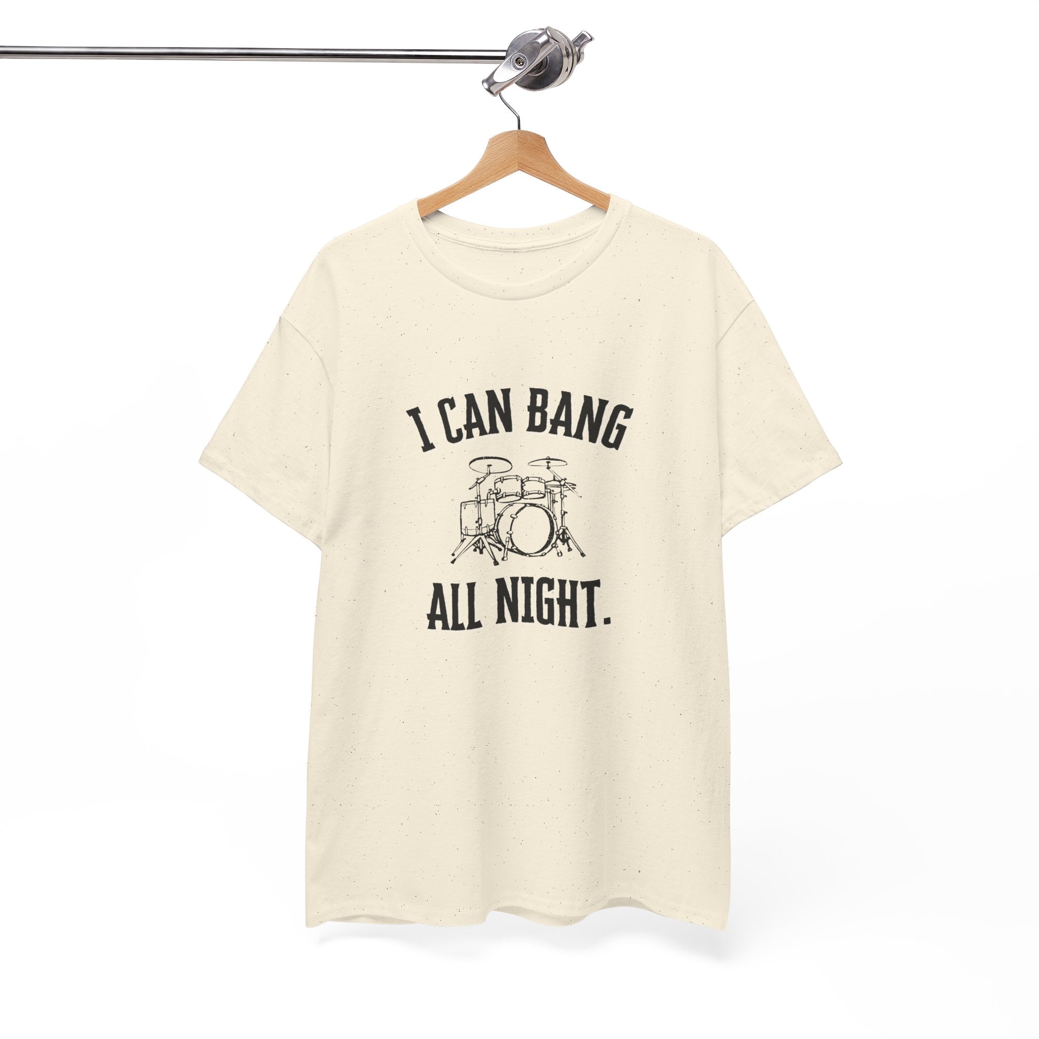 I Can Bang All Night T-Shirt - Vintage Drum Set Graphic Tee for Drummers