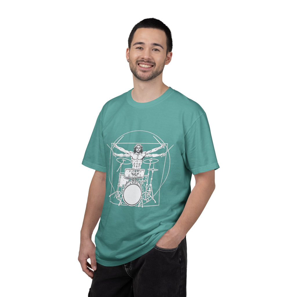 Drummer Vitruvian T-Shirt - Da Vinci Drummer Graphic Tee