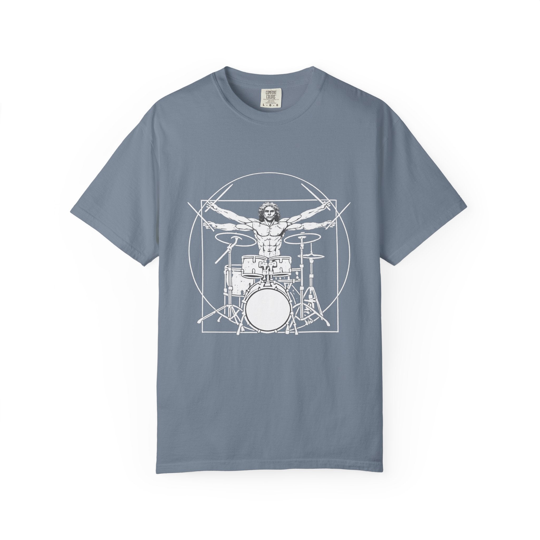 Drummer Vitruvian T-Shirt - Da Vinci Drummer Graphic Tee