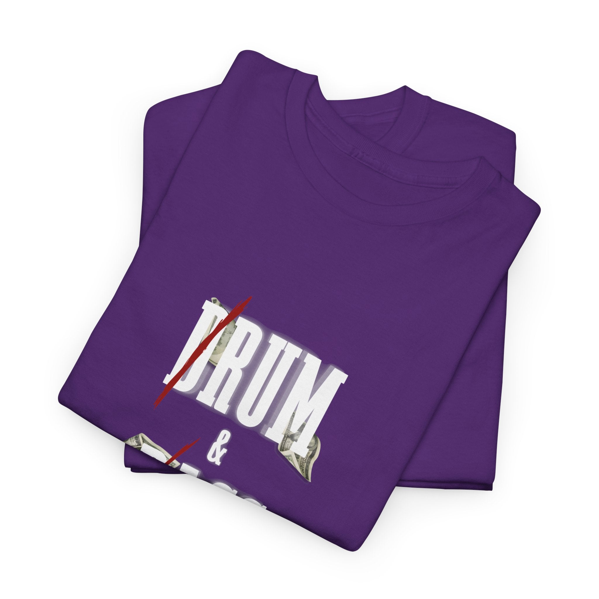 Drum and Bass T-Shirt - Funny Drummer Graphic Tee Rum & Ass Money Music Shirt