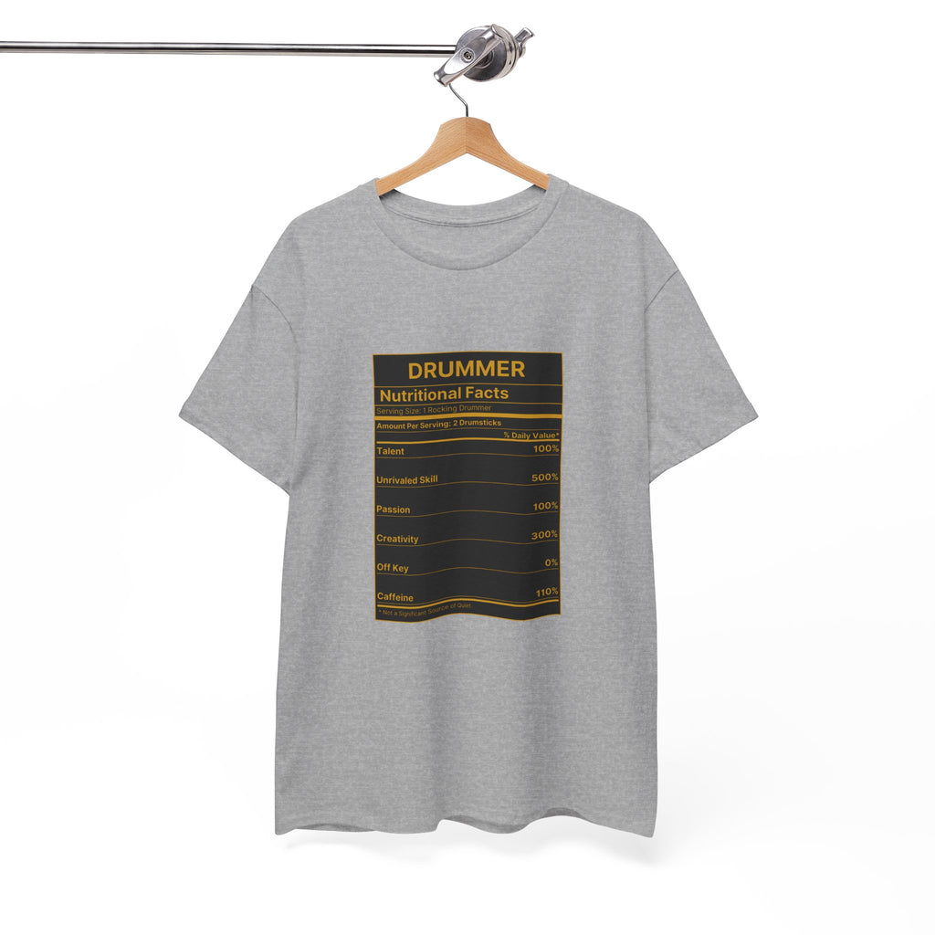 Drummer Nutritional Facts T-Shirt – Drummer Gift Shirt, Percussion Player Tee