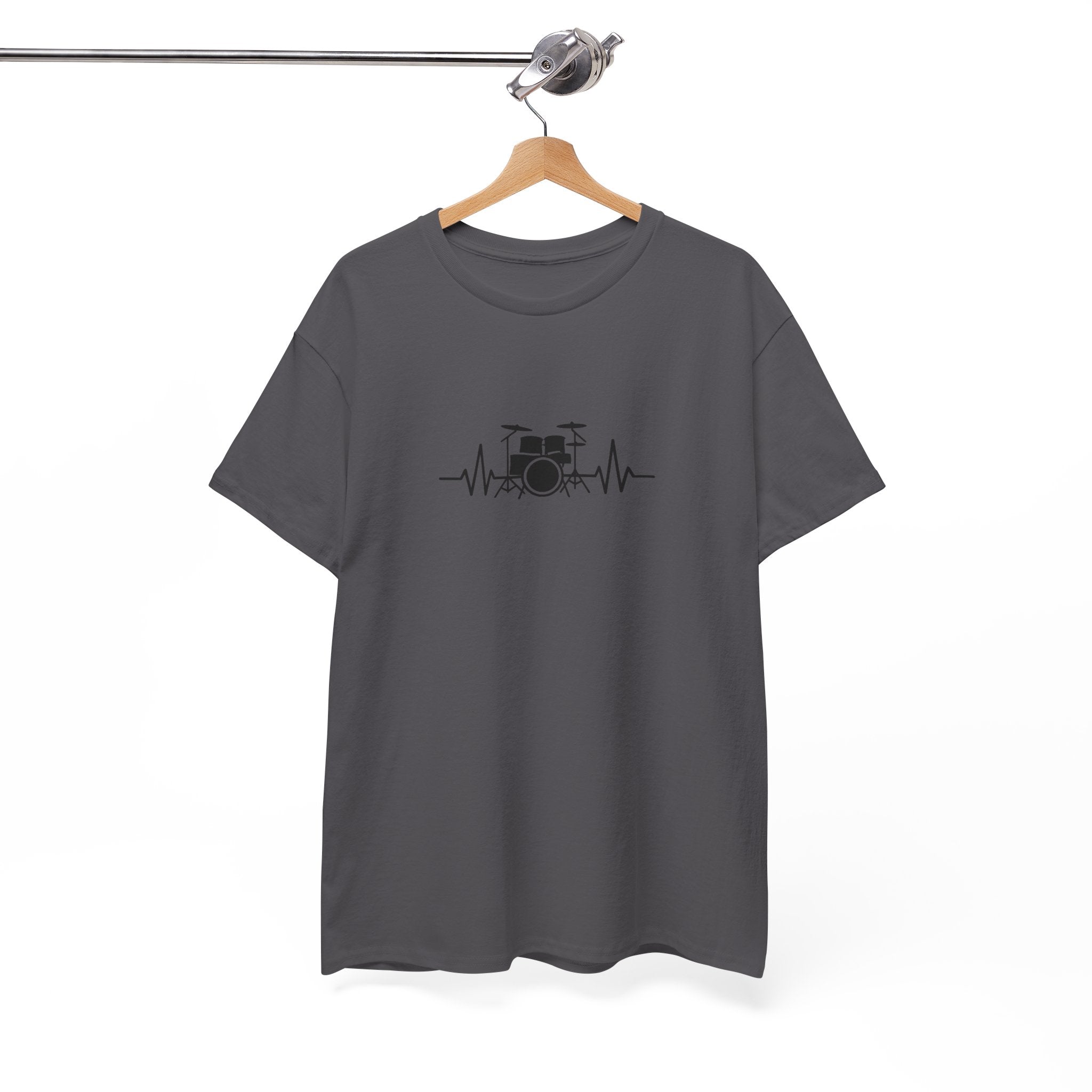 Drummer Heartbeat Lifeline T-Shirt - Drum Kit Graphic Tee Music Shirt