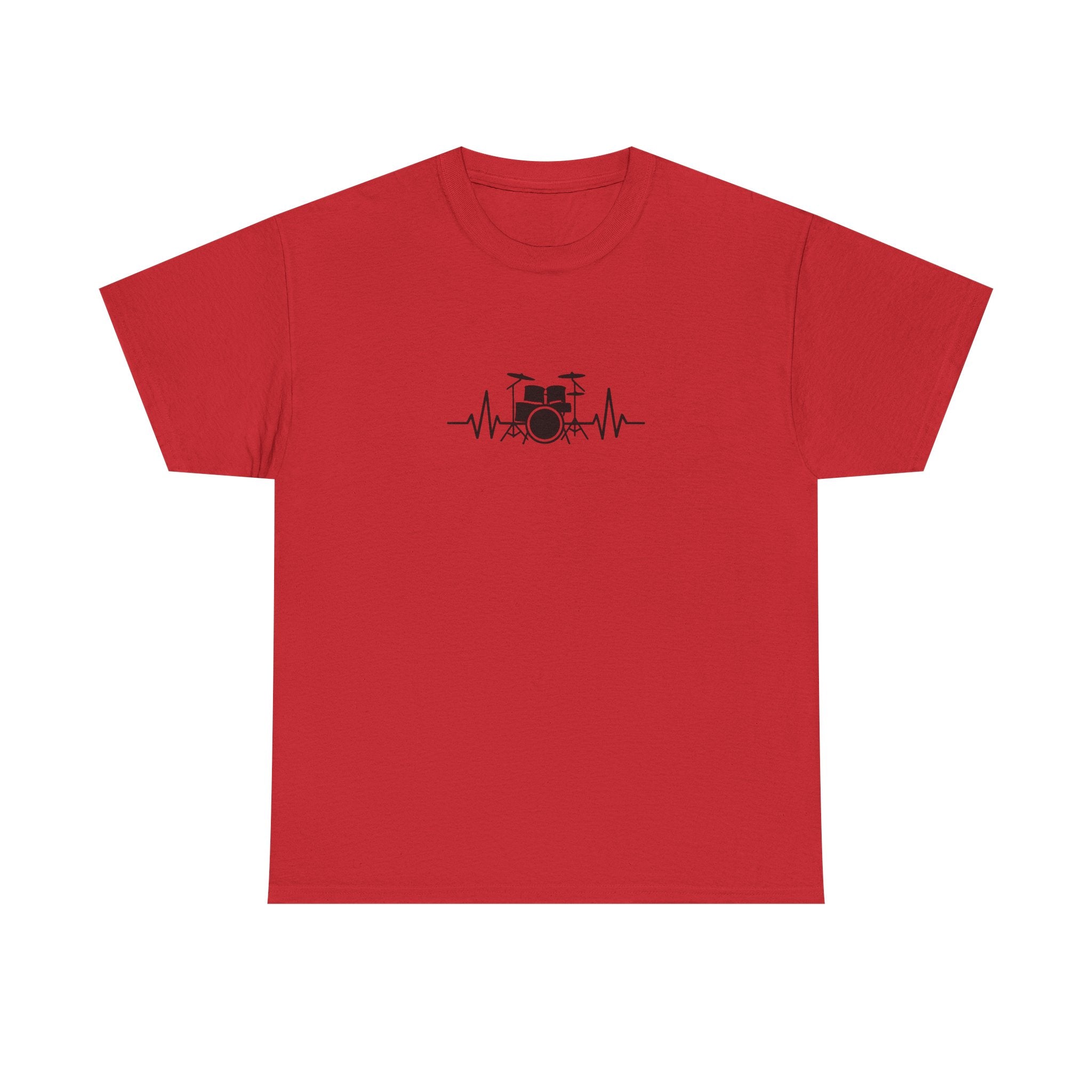 Drummer Heartbeat Lifeline T-Shirt - Drum Kit Graphic Tee Music Shirt