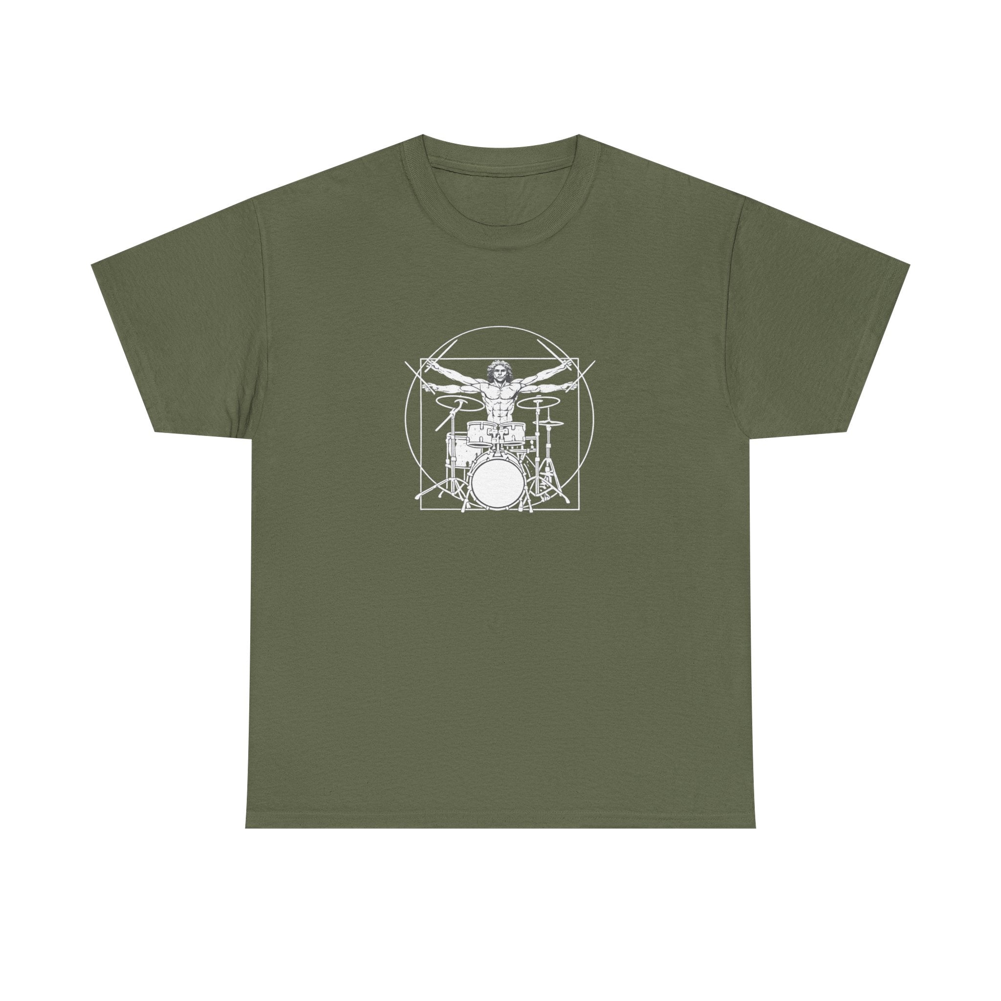 Drummer Vitruvian T-shirt - Drum Kit Graphic Tee Musician Shirt