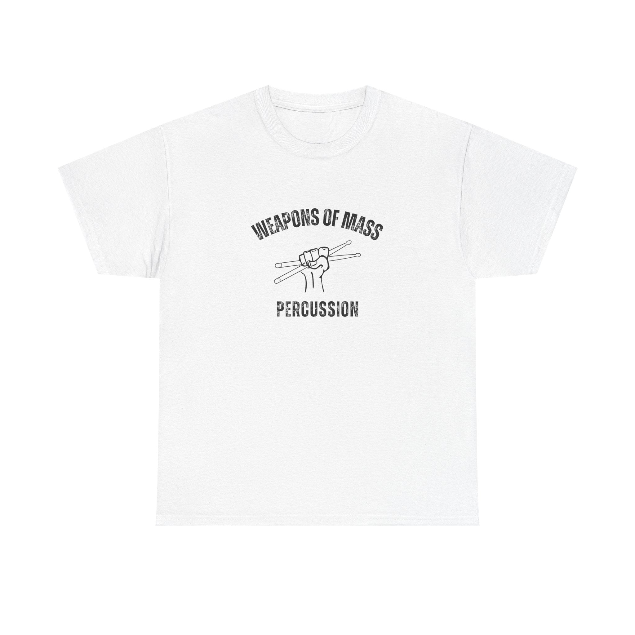 Weapons of Mass Percussion T-Shirt - Drummer Graphic Tee Music Rhythm Shirt