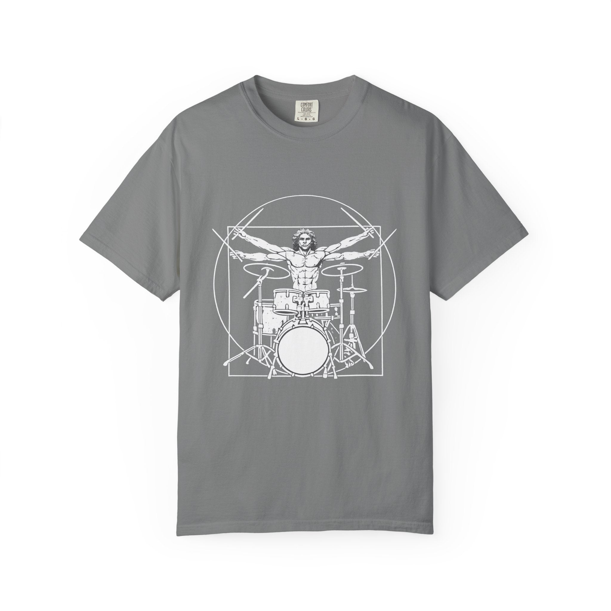 Drummer Vitruvian T-Shirt - Da Vinci Drummer Graphic Tee
