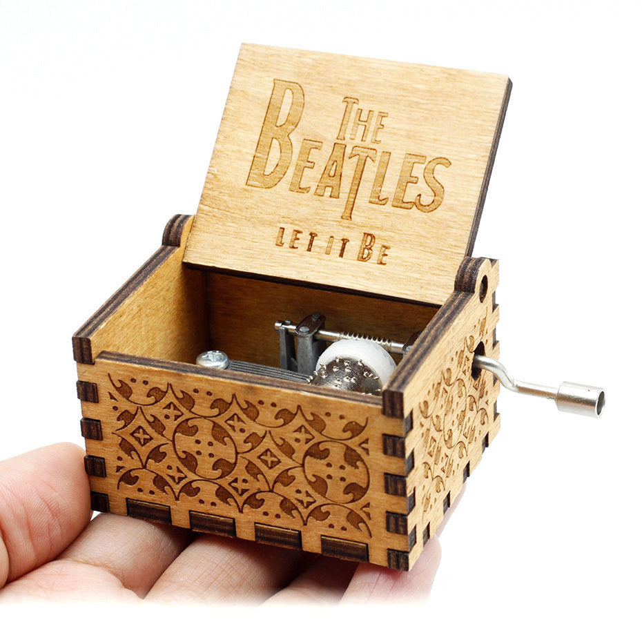 Wooden Hand Crank Music Box – Portable Melody Box