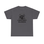 I Destroy Silence T-Shirt - Drummer Graphic Tee Drum Kit Music Shirt