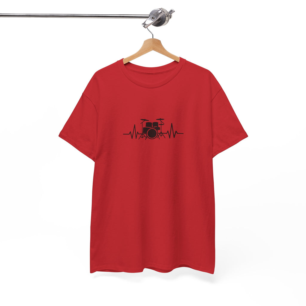 Drummer Heartbeat Lifeline T-Shirt - Drum Kit Graphic Tee Music Shirt