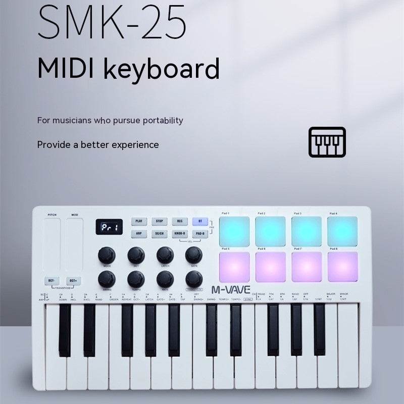 MIDI Pad Controller Keyboard – Portable 25-Key Production Controller