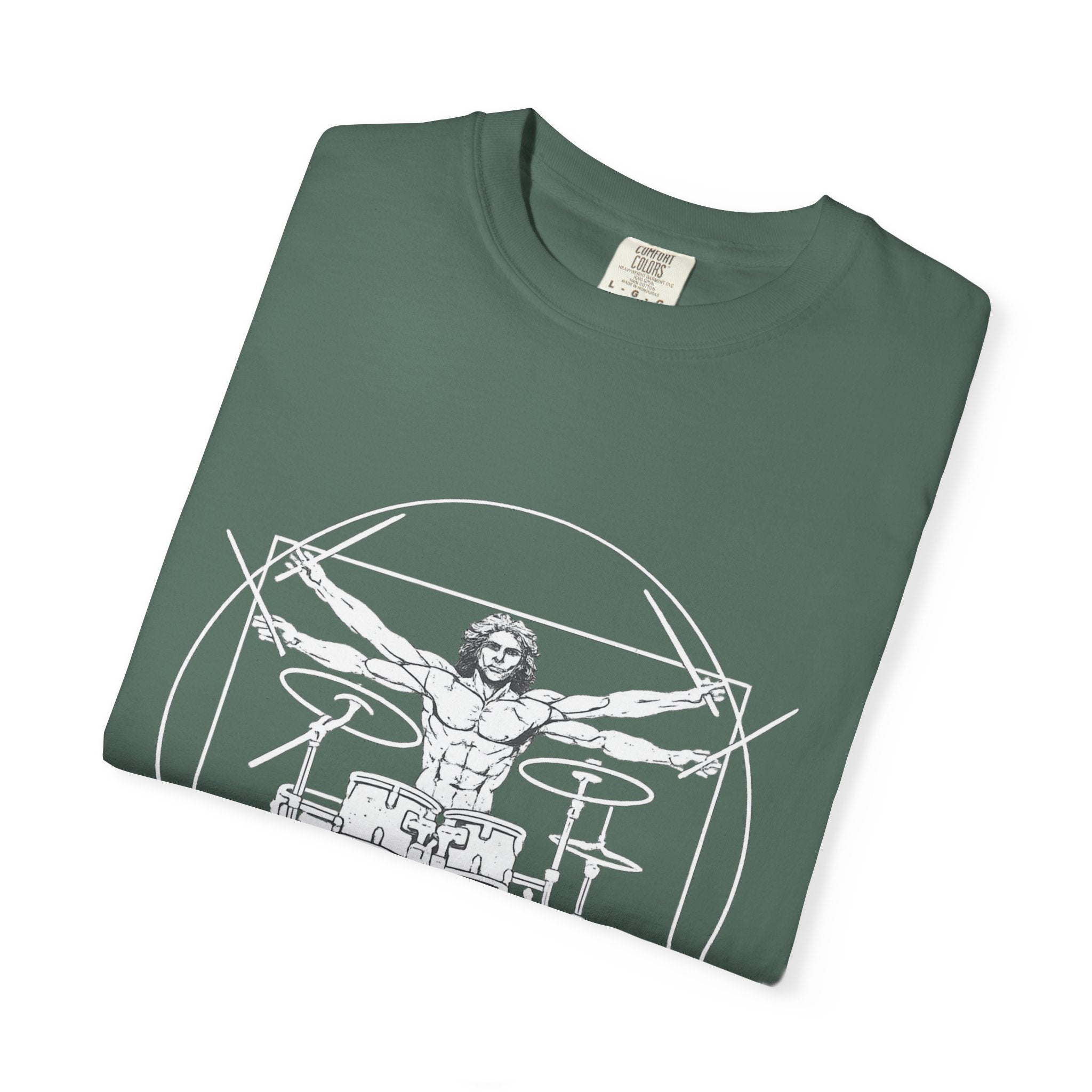 Drummer Vitruvian T-Shirt - Da Vinci Drummer Graphic Tee