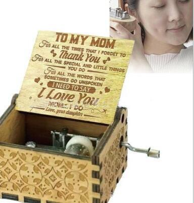 Wooden Hand Crank Music Box – Portable Melody Box