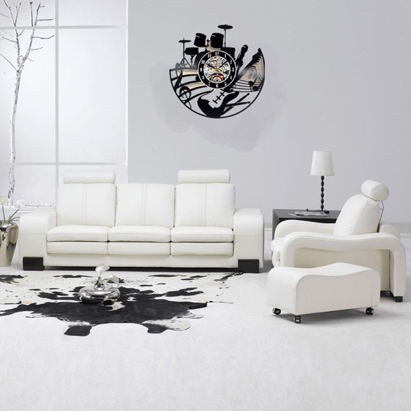Drum Set Vinyl Record Wall Clock – 12" Music-Themed Wall Clock