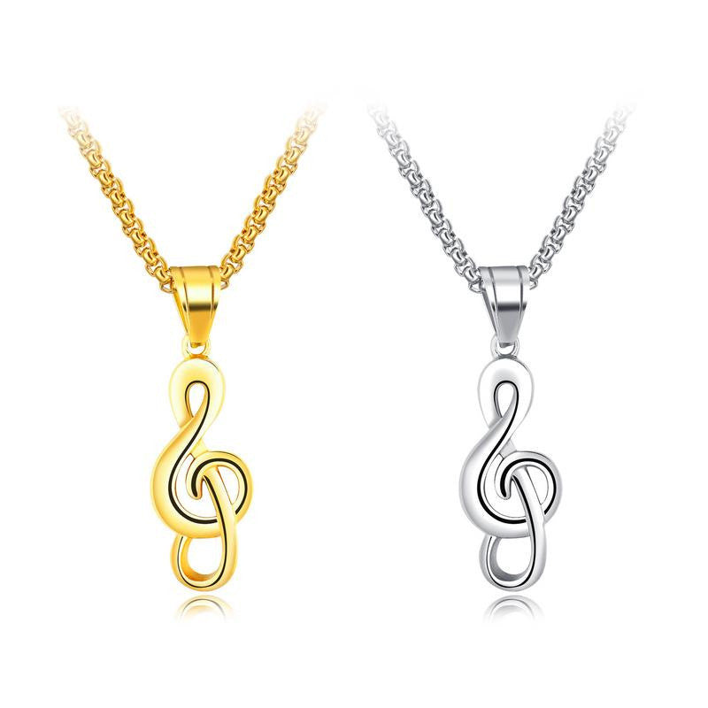 Music Symbol Necklace – Stylish Titanium Steel Pendant for Music Lovers