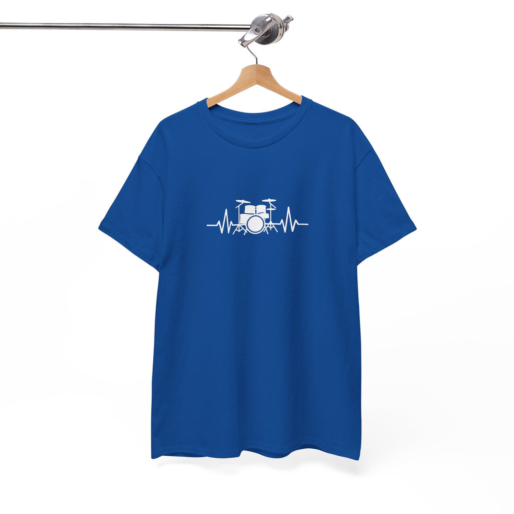 Drummer Heartbeat Lifeline T-Shirt - Drum Kit Graphic Tee Music Shirt