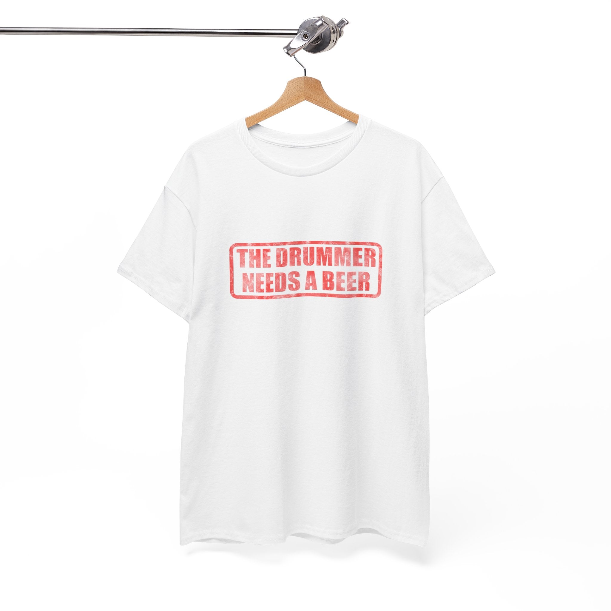 The Drummer Needs A Beer T-Shirt - Funny Musician Tee for Drum Players & Band Gifts