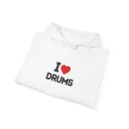 I Heart Drums Hoodie - Funny Drummer Gift Sweatshirt, Drumming Lover Hoodie, Gift for Drummer, Percussion Music Hoodie, Drum Player Gift Idea