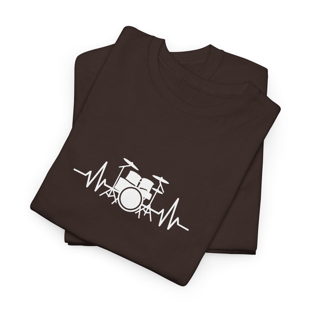 Drummer Heartbeat Lifeline T-Shirt - Drum Kit Graphic Tee Music Shirt