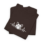 Drummer Heartbeat Lifeline T-Shirt - Drum Kit Graphic Tee Music Shirt
