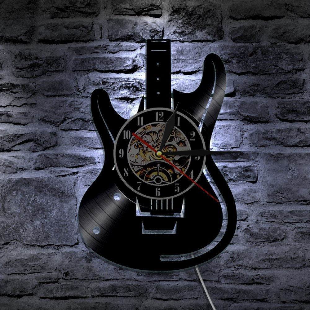 Guitar Vinyl Wall Clock – Musician Home Décor