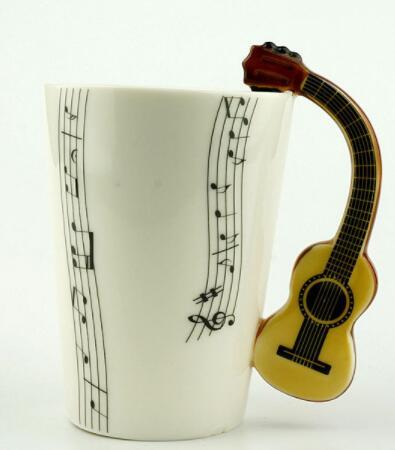 Music-Themed Ceramic Mug – Unique Instrument Handle