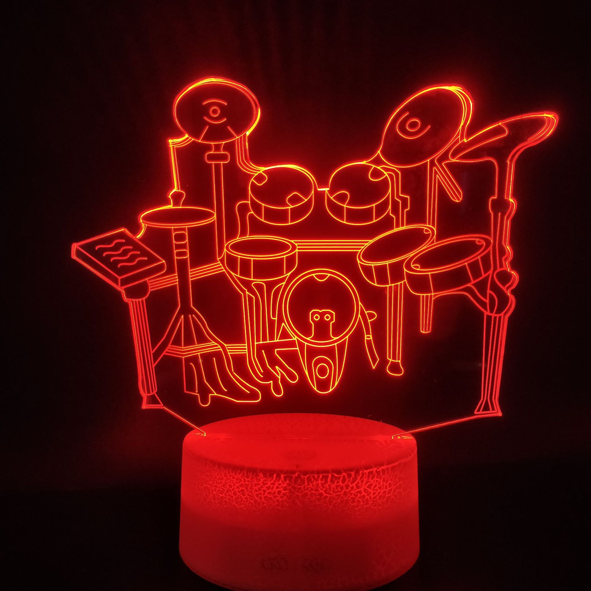 3D Drum Kit Night Light – Color-Changing LED Lamp