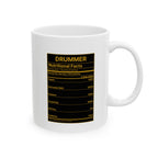 Drummer Nutritional Facts Mug – Drummer Gift Coffee Mug