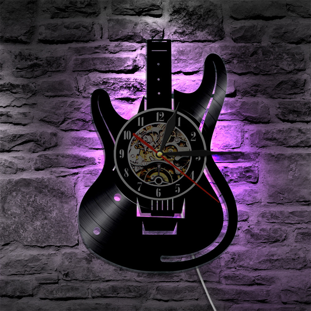 Guitar Vinyl Wall Clock – Musician Home Décor