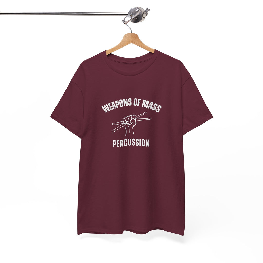 Weapons of Mass Percussion T-Shirt - Drummer Graphic Tee Music Rhythm Shirt