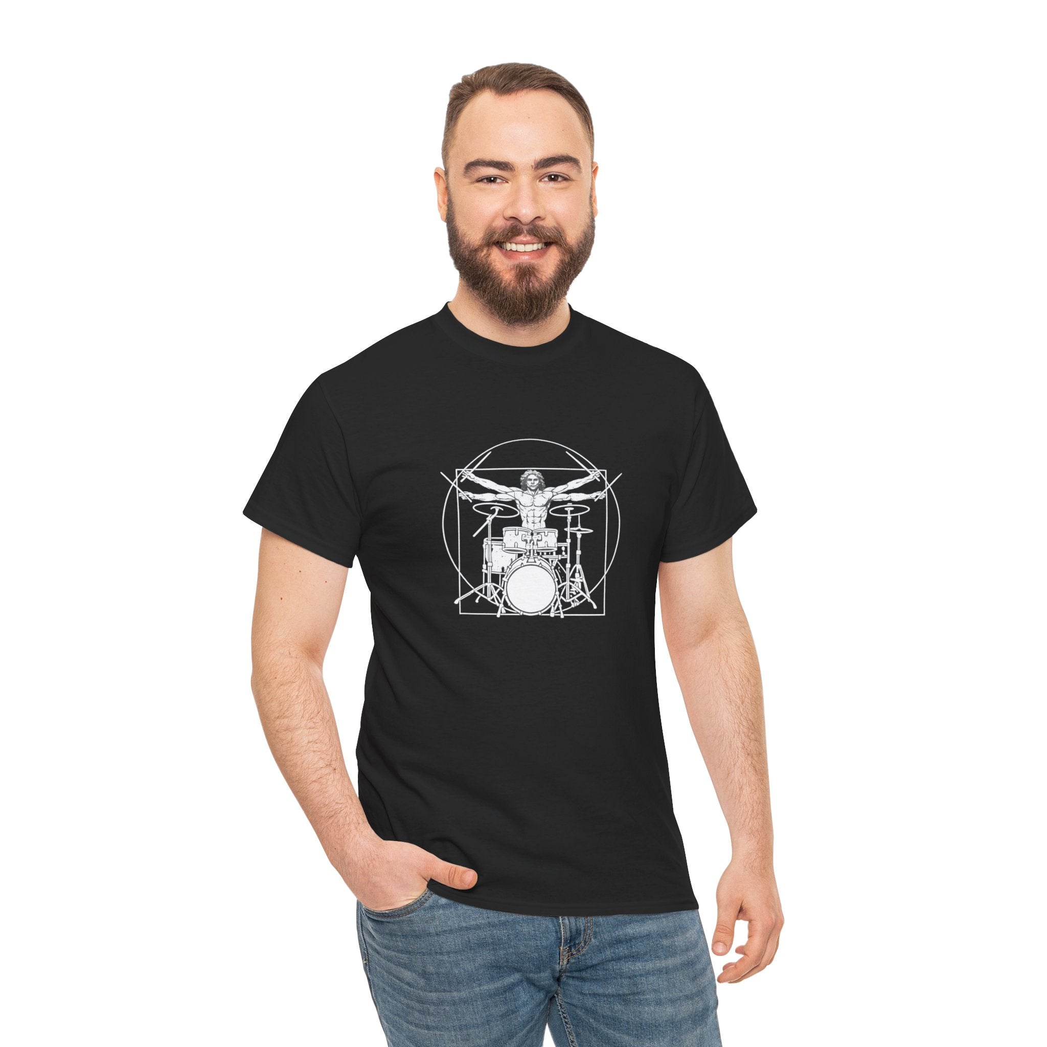 Drummer Vitruvian T-shirt - Drum Kit Graphic Tee Musician Shirt