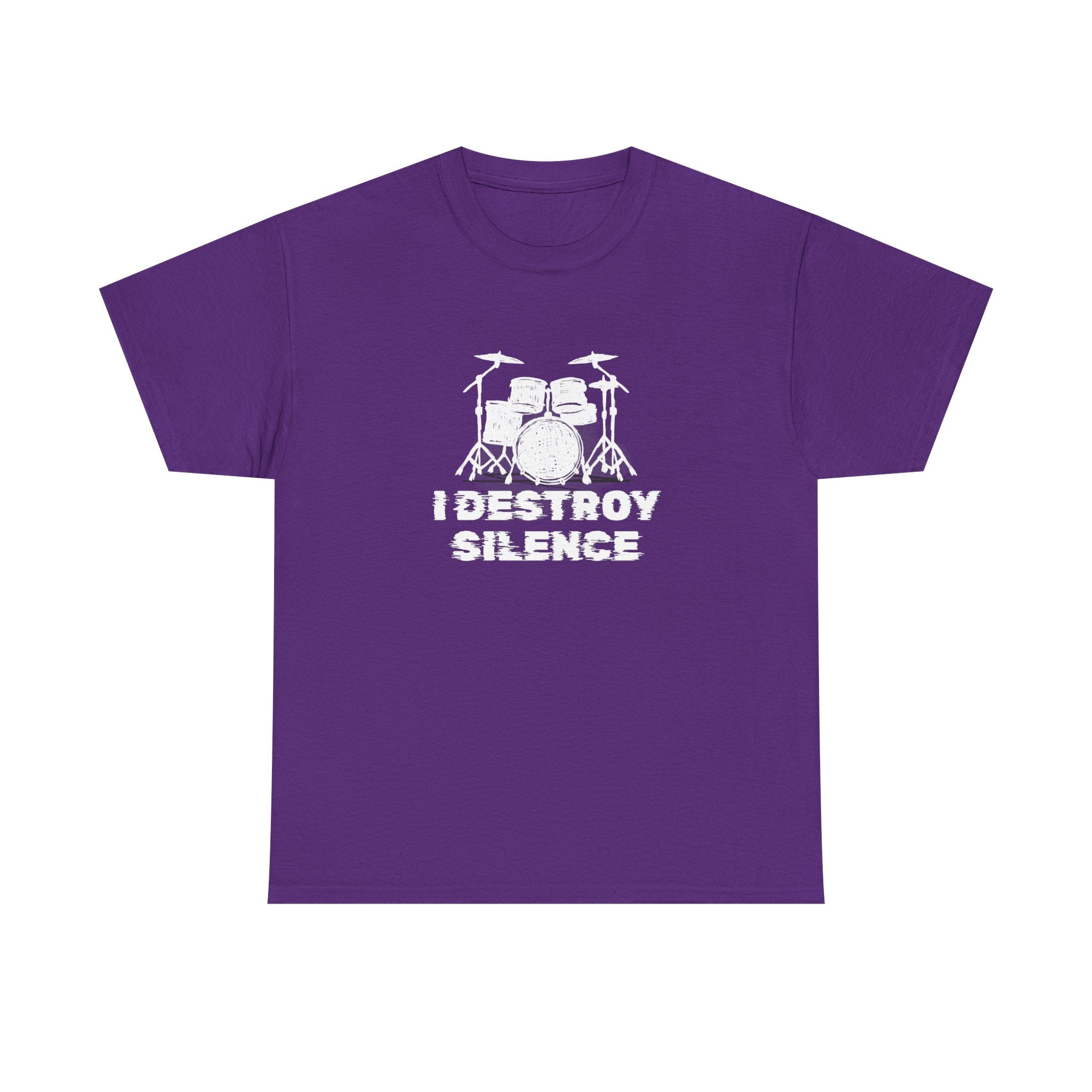 I Destroy Silence T-Shirt - Drummer Graphic Tee Drum Kit Music Shirt