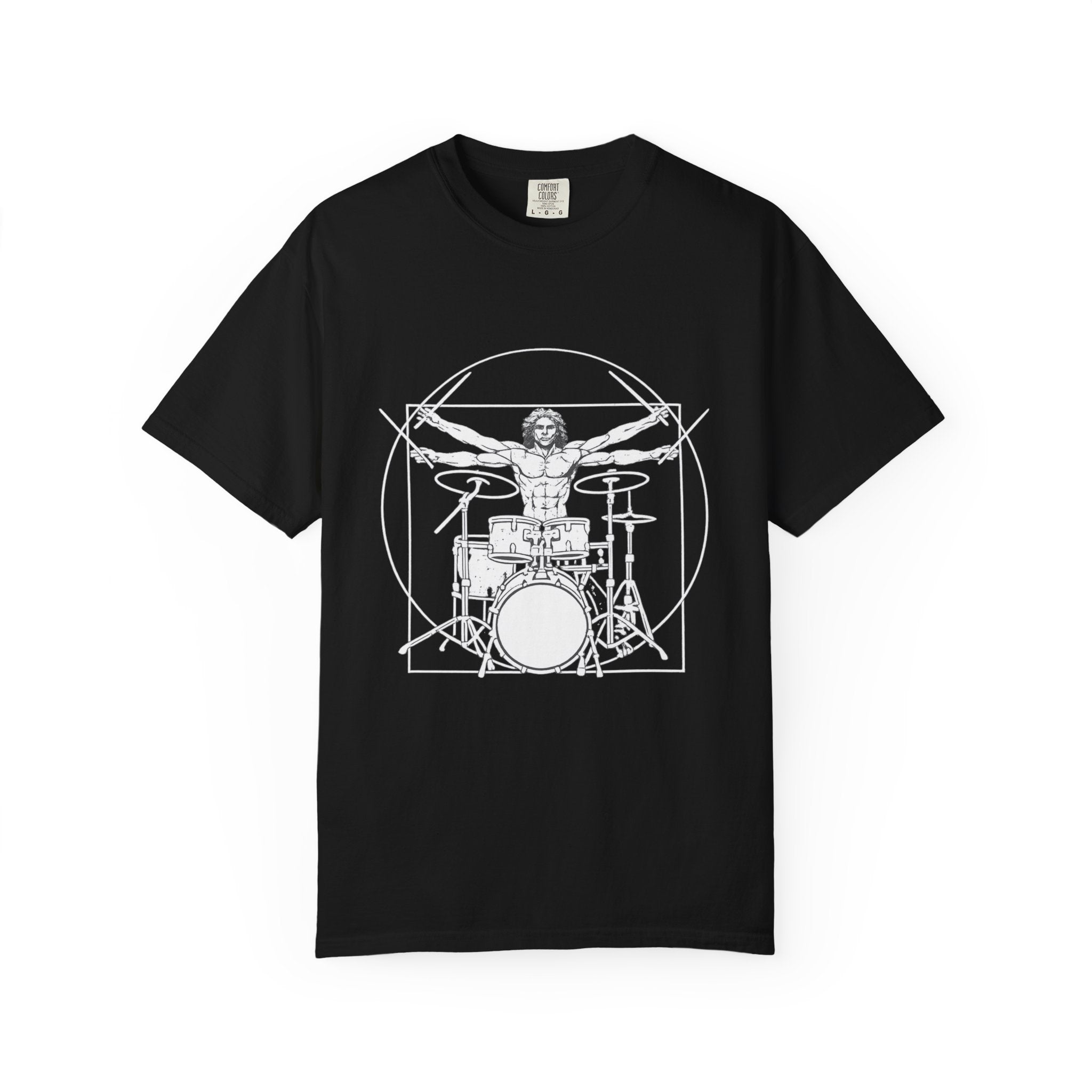 Drummer Vitruvian T-Shirt - Da Vinci Drummer Graphic Tee