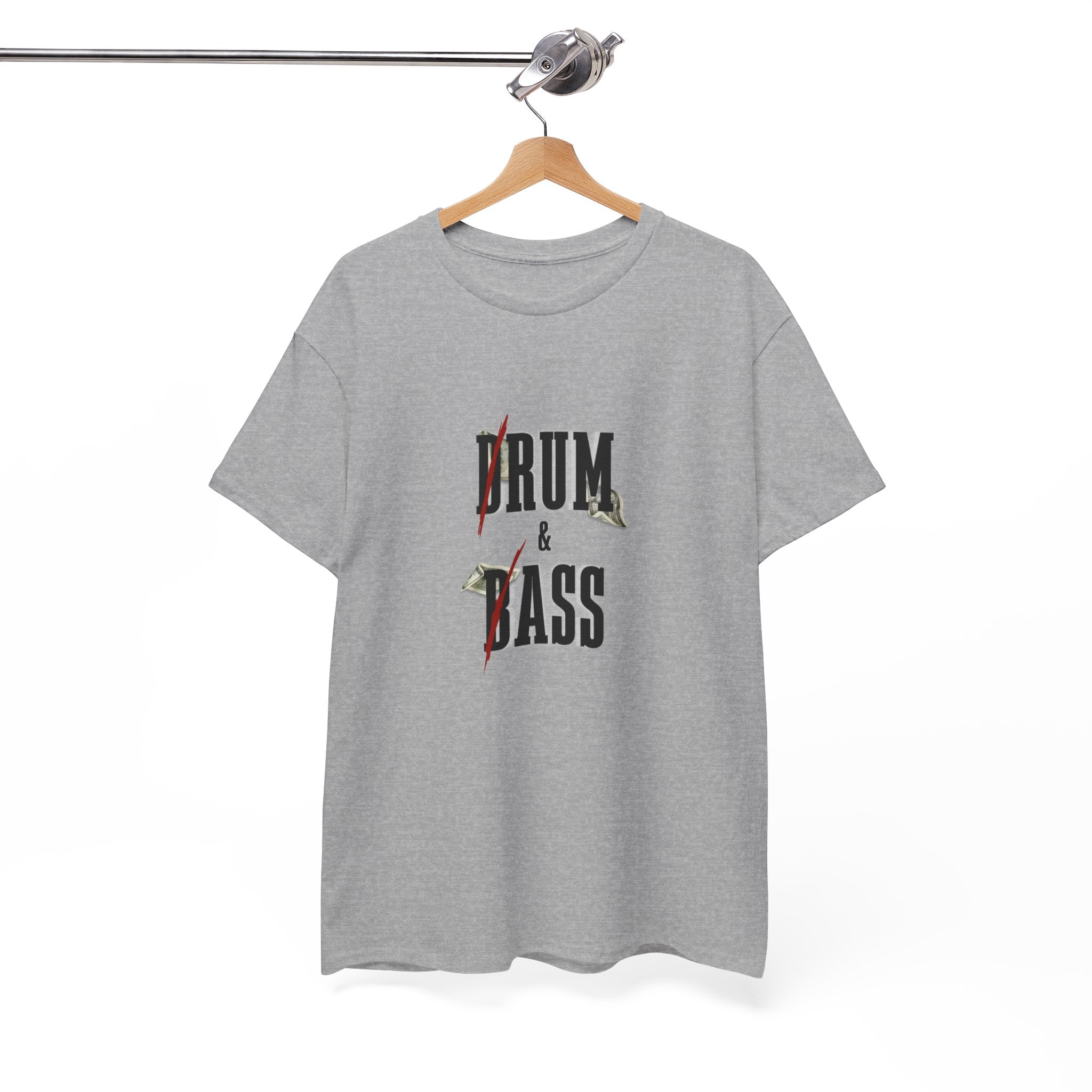 Drum and Bass T-Shirt - Funny Drummer Graphic Tee Rum & Ass Money Music Shirt