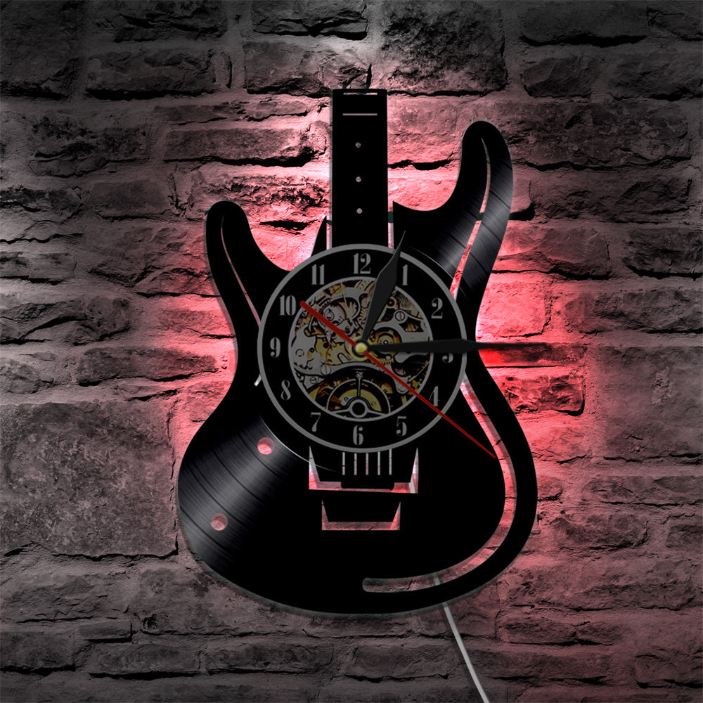 Guitar Vinyl Wall Clock – Musician Home Décor