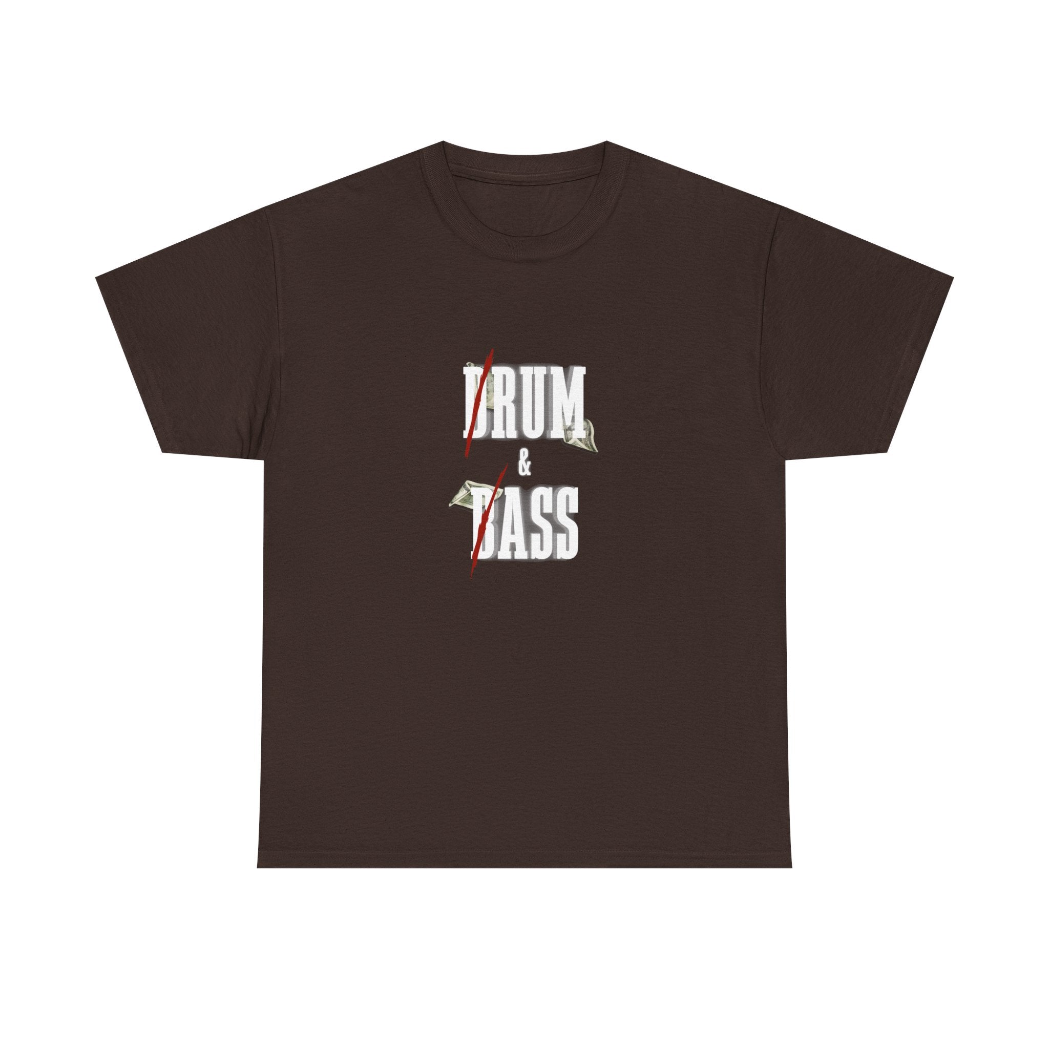 Drum and Bass T-Shirt - Funny Drummer Graphic Tee Rum & Ass Money Music Shirt